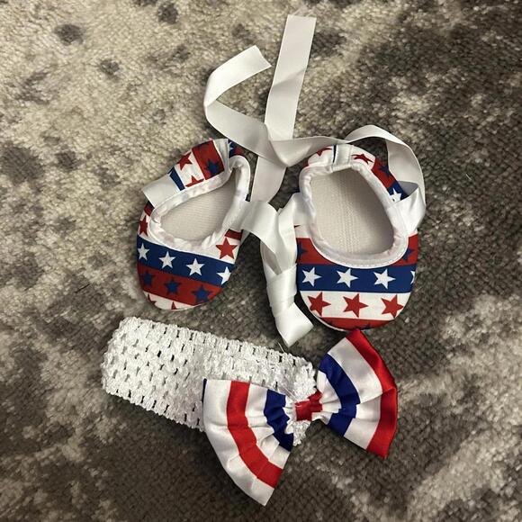 Baby Girl "MY 1st 4th of July" Onesie Tutu Shoes & Headband 0-3 Months (NEW) - Picture 4 of 4